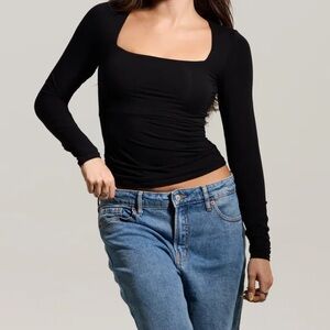Klassy Network Square Neck Braless Long Sleeve
